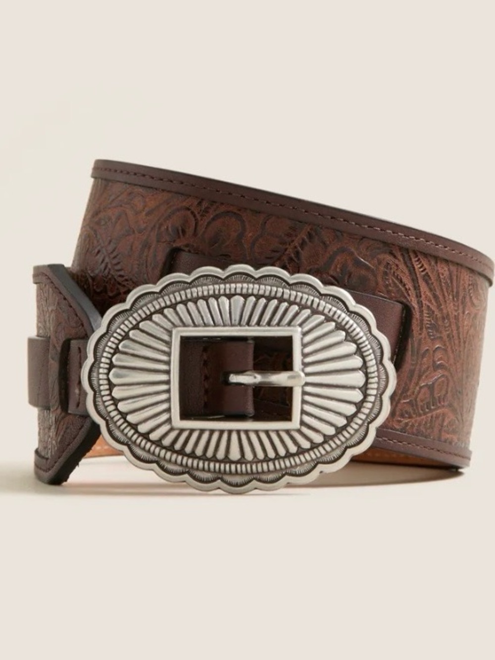 The Great Stetson Brown Tooled Leather Western Belt NWT Original Packaging